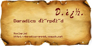 Daradics Árpád névjegykártya